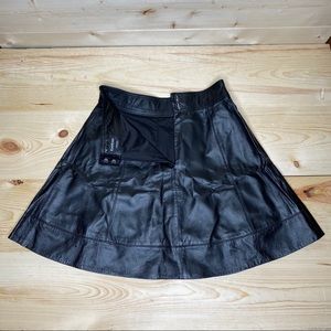 Bebe Leather Fit and flare skater skirt.